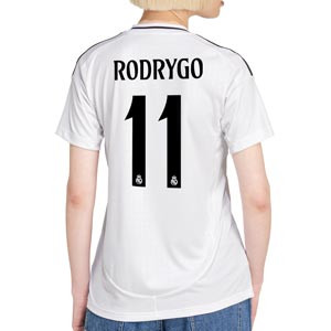 Camiseta adidas Real Madrid mujer Rodrygo 2024 2025 - Camiseta para mujer de la primera equipación adidas de Rodrygo del Real Madrid CF 2024 2025 - blanca