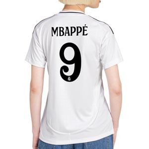 Camiseta adidas Real Madrid mujer Mbappé 2024 2025 - Camiseta para mujer de la primera equipación adidas de Mbappé del Real Madrid CF 2024 2025 - blanca