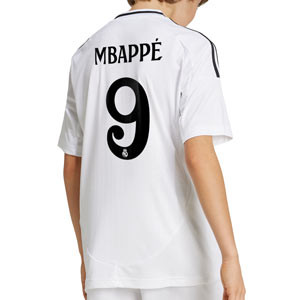 Camiseta adidas Real Madrid niño Mbappé 24-25 - Camiseta infantil de la primera equipación adidas de Mbappé del Real Madrid 2024 2025 - blanca
