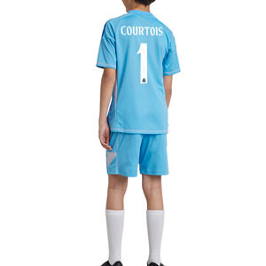 Equipación adidas Real Madrid niño pequeño Courtois 24 25 - Conjunto para niño pequeño de portero adidas de Courtois del Real Madrid 2024 2025 - azul