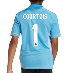 Camiseta adidas Real Madrid niño Courtois 24-25 - Camiseta infantil de portero de la primera equipación adidas de Courtois del Real Madrid 2024 2025 - azul