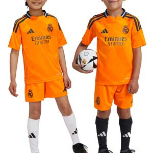 Equipación adidas 2a Real Madrid niño pequeño 2024 2025  - Conjunto infantil de la segunda equipación adidas del Real Madrid 2024 2025 - naranja