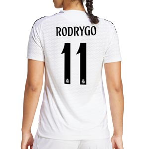 Camiseta adidas Real Madrid authentic mujer Rodrygo 24-25 - Camiseta para mujer de la primera equipación adidas de Rodrygo del Real Madrid 2024 2025 versión jugador - blanca