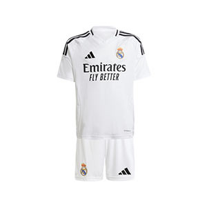 Equipación adidas Real Madrid niño pequeño  2024 2025 - Conjunto infantil de la primera equipación adidas del Real Madrid CF 2024 2025 - blanco