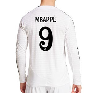 Camiseta manga larga adidas authentic Madrid Mbappé 24-25 - Camiseta de manga larga de la primera equipación adidas de Mbappé del Real Madrid 2024 2025 versión jugador - blanca