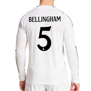 Camiseta manga larga adidas authentic Madrid Bellingham24-25 - Camiseta de manga larga de la primera equipación adidas de Bellingham del Real Madrid 2024 2025 versión jugador - blanca