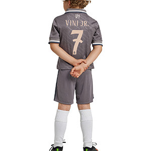Equipación adidas 3a Real Madrid niño pequeño Vini Jr 24-25  - Conjunto infantil de la tercera equipación adidas de Vinicius Jr del Real Madrid 2024 2025 - gris