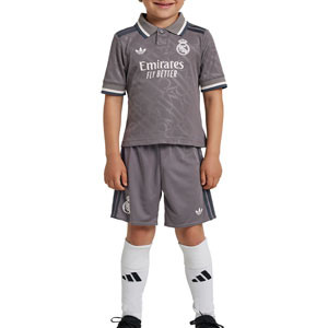 Equipación adidas 3a Real Madrid niño pequeño 2024 2025  - Conjunto infantil de la tercera equipación adidas del Real Madrid CF 2024 2025 - gris