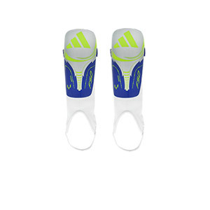 adidas Messi Match J - Espinilleras de fútbol infantiles adidas de Messi con tobillera protectora - plateadas