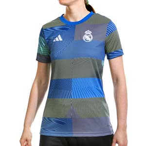 Camiseta adidas Real Madrid mujer Pre-Match - Camiseta para mujer de calentamiento prepartido adidas del Real Madrid 2025 2026 - azul