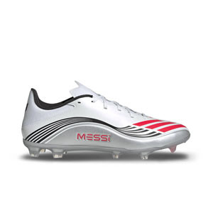 adidas F50 League FG/MG Messi - Botas de fútbol adidas FG/MG para césped artificial de Messi - blancas