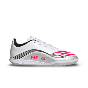 adidas F50 Club IN J Messi - Zapatillas de fútbol sala infantiles adidas suela lisa IN de Messi - blancas