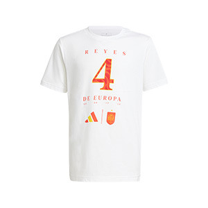 Camiseta de algodón adidas España niño campeones Europa 2024 - Camiseta de algodón infantil adidas de la selección Española campeona de Europa - blanca