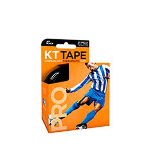 Cinta kinesiológica KT Tape Pro precortada - Tira muscular kinesiológica KT Tape (5 cm x 5 m) - negra - frontal