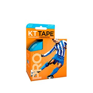 Cinta kinesiológica KT Tape Pro precortada - Tira muscular kinesiológica KT Tape (5 cm x 5 m) - azul celeste - frontal
