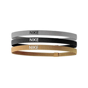 Pack 3 cintas de pelo Nike Elastic 2.0 - Cintas de pelo elásticas Nike 3 uds - plata, negro, oro