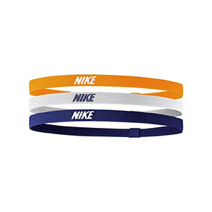 Pack 3 cintas de pelo Nike Elastic 2.0 - Cintas de pelo elásticas Nike 3 uds - azul, blanca, amarilla