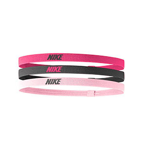 Pack 3 cintas de pelo Nike Elastic 2.0 - Cintas de pelo elásticas Nike 3 uds - rosas, grises