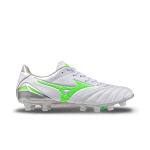 Mizuno Morelia Neo 4 Pro MD - Botas de fútbol de piel de canguro Mizuno FG para césped natural o artificial de última generación - blancas