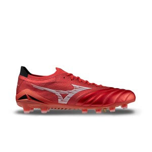Mizuno Morelia Neo 4 Beta Japan FG - Botas de fútbol de piel de canguro Mizuno FG para césped natural o artificial de última generación - rojas