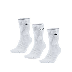 Calcetines media caña Nike Cushioned Crew 3 pares - Pack de 3 calcetines de media caña Nike de entrenamiento de fútbol - blancos