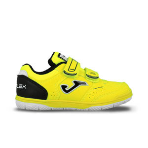 Joma Top Flex Jr IN - Zapatillas de fútbol sala infantiles de piel Joma suela lisa IN con cierre de velcro - amarillo flúor
