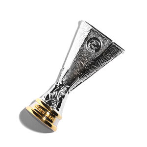 Imán UEFA Europa League 2D de 70 mm - Imán réplica copa de la UEFA Europa League 70mm - plateado