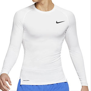 Camiseta interior térmica Nike Pro Mock - Camiseta interior compresiva de manga larga Nike - blanca - frontal