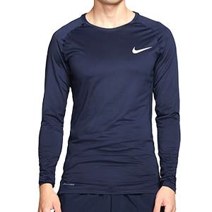 Camiseta interior térmica Nike Pro Mock - Camiseta interior compresiva de manga larga Nike - azul marino - frontal