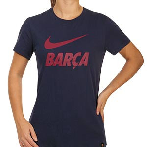 Camiseta Nike Barcelona mujer Ground - Camiseta de algodón de mujer Nike del FC Barcelona - azul marino - frontal