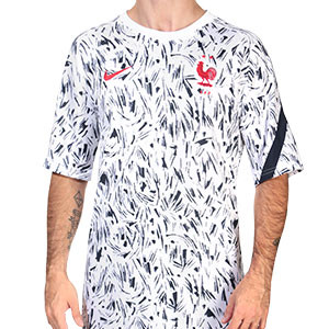 Camiseta Nike Francia pre-match 2020 2021 - Camiseta de calentamiento pre partido Nike selección francesa 2020 2021 - blanca - frontal