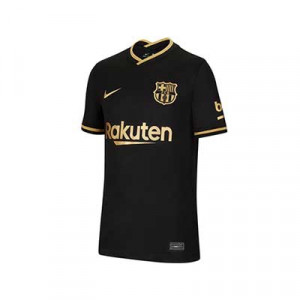 Camiseta Nike Barcelona niño Stadium 2a 2020 2021 - Camiseta infantil Nike segunda equipación FC Barcelona 2020 2021 - negra y dorada - frontal