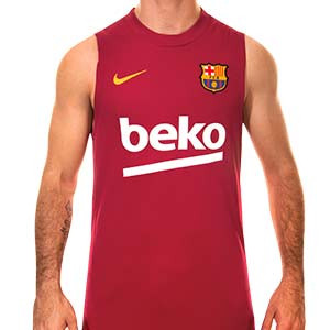 Camiseta Nike Barcelona entreno 2020 2021 Strike - Camiseta sin mangas de entrenamiento FC Barcelona 2020 2021 - roja - frontal