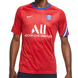 Camiseta Nike PSG pre-match 2020 2021 - Camiseta de calentamiento pre partido del Paris Saint-Germain 2020 2021 - roja - frontal