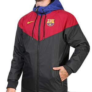 Cortavientos Nike Barcelona Authentic - Cortavientos Nike del FC Barcelona 2020 2021 - negro y rojo - frontal