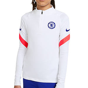 Sudadera Nike Chelsea niño entreno UCL 2020 2021 Strike - Sudadera infantil de entrenamiento Nike Chelsea FC de la Champions League 2020 2021 - blanca - frontal