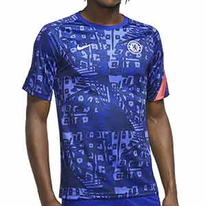 Camiseta Nike Chelsea pre-match UCL 2020 2021 - Camiseta calentamiento pre partido Chelsea FC de la Champions League 2020 2021 - azul - frontal