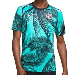 Camiseta Nike Barcelona pre-match UCL 2020 2021 - Camiseta pre partido del FC Barcelona para la Champions League 2020 2021 - verde azulado - frontal