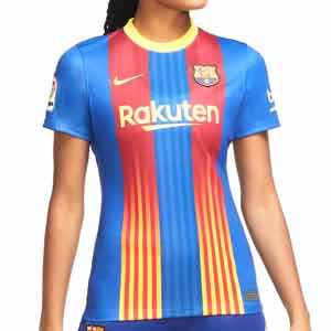 Camiseta Nike Barcelona mujer 2020 2021 Stadium - Camiseta de mujer Nike cuarta equipación FC Barcelona 2021 - azulgrana - frontal