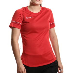 Camiseta Nike Dri-Fit Academy 21 mujer - Camiseta de maga corta de mujer para entrenamiento fútbol Nike - roja - frontal