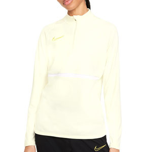 Sudadera Nike mujer Dri-Fit Academy 21 - Sudadera de entrenamiento de fútbol para mujer Nike - amarilla - frontal