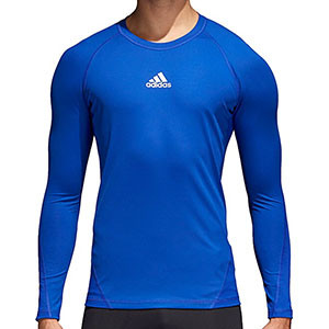 Camiseta compresiva M/L adidas Alphaskin - Camiseta entrenamiento compresiva manga larga adidas Alphaskin - azul - frontal