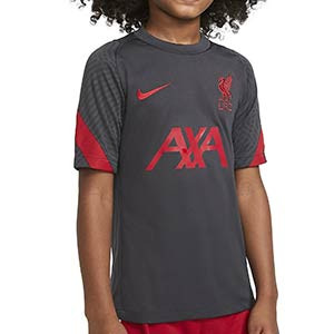 Camiseta Nike Liverpool niño entreno 2020 2021 Strike - Camiseta de entrenamiento infantil Nike del Liverpool FC 2020 2021 - gris oscuro - frontal