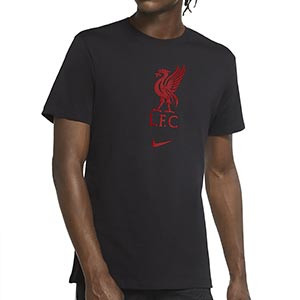 Camiseta Nike Liverpool Evergreen Crest - Camiseta de algodón Nike del Liverpool FC - negra - frontal