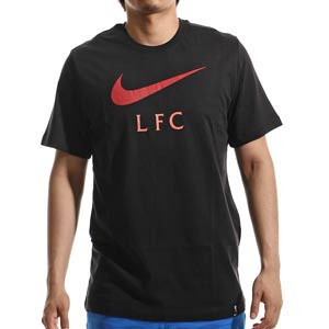 Camiseta Nike Liverpool Swoosh Club - Camiseta de algodón Nike del Liverpool FC - negra - frontal