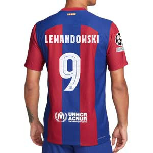 Camiseta Nike Barcelona Lewandowski 23 24 DF ADV Match UCL - Camiseta auténtica primera equipación de Lewandowski Nike del FC Barcelona para la Champions League 23 24 - azulgrana - miniatura