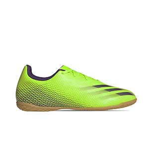 adidas X GHOSTED.4 IN - Zapatillas de fútbol sala adidas suela lisa IN - verde lima - pie derecho