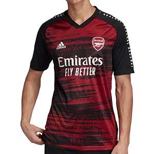 Camiseta adidas Arsenal pre-match 2020 2021 - Camiseta de calentamiento pre partido Arsenal FC 2020 2021 - roja y negra - frontal