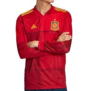 Camiseta manga larga adidas España 2020 2021 - Camiseta de manga larga de la primera equipación selección española 2020 2021 - roja - frontal