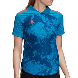 Camiseta adidas Condivo 20 mujer - Camiseta entrenamiento fútbol para mujer adidas - azul - frontal